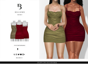 Sims 3 — Strappy Cowl Neck Mini Dress by Bill_Sims — This dress features a slinky material with thin shoulder straps and