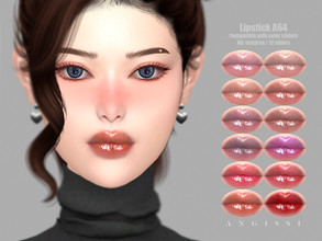 Sims 4 — Lipstick A64 by ANGISSI — *PREVIEWS MADE USING HQ MOD *Makeup category *12 colors *Sliders compatible *HQ mod