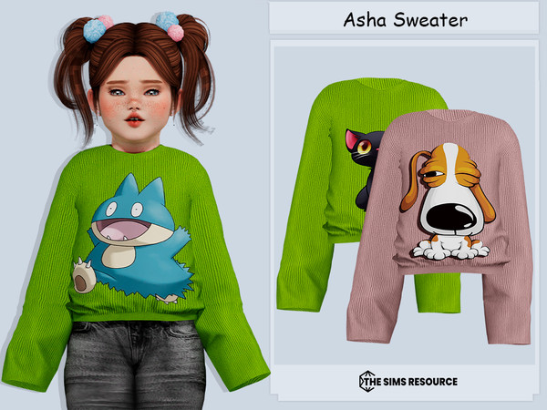 Sims 4 — Asha Sweater (Toddler) by couquett — Sweater for your Toddler -avaible in 17 swatches -new mesh -HQ mod