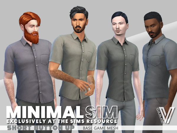 Sims 4 — MinimalSim Short Sleeve Button Up Shirt by SimmieV — The short sleeve button up is a staple in any wardrobe and