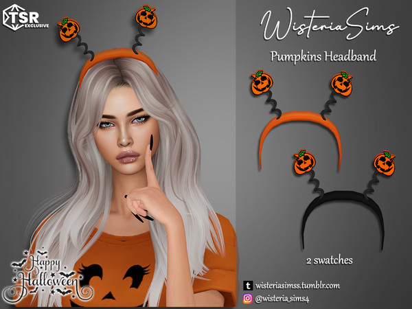 Sims 4 — Pumpkins Headband by WisteriaSims — Happy Halloween!! **FOR WOMAN **NEW MESH *TEEN TO ELDER - Hat Category - 2