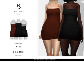 Sims 4 — Strappy Binding Detail Mini Dress by Bill_Sims — This dress features a binding detailing and thin straps! -