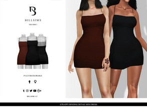 Sims 3 — Strappy Binding Detail Mini Dress by Bill_Sims — This dress features a binding detailing and thin straps! -