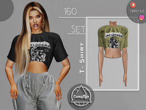Sims 4 — SET 160 - T-Shirt by Camuflaje — Fashion trendy, sport set that includes sweatpants & t-shirt ** Part of a