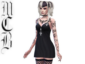 Sims 4 — Inverted Crosses Dress by MaruChanBe2 — Cute black dress with inverted crosses <3