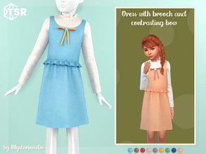 Sims 4 — Dress with brooch and contrasting bow by MysteriousOo — Dress with brooch and contrasting bow for kids in 9