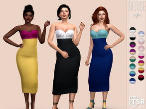 Sims 4 — Denise Dress by Sifix2 — A colorblock bodycon dress. Comes in 15 color combinations for teen, young adult and