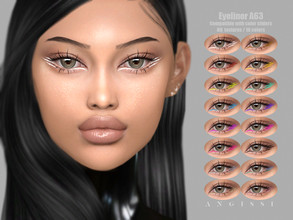 Sims 4 — Eyeliner A63 by ANGISSI — *PREVIEWS MADE USING HQ MOD *Makeup category *16 colors *Sliders compatible *HQ mod
