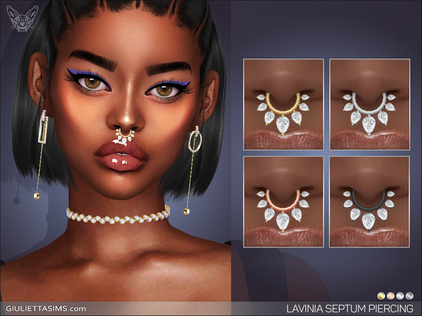 Sims 4 — Lavinia Septum Nose Piercing by feyona — Lavinia Septum Nose Piercing comes in 4 colors of metal: yellow gold,
