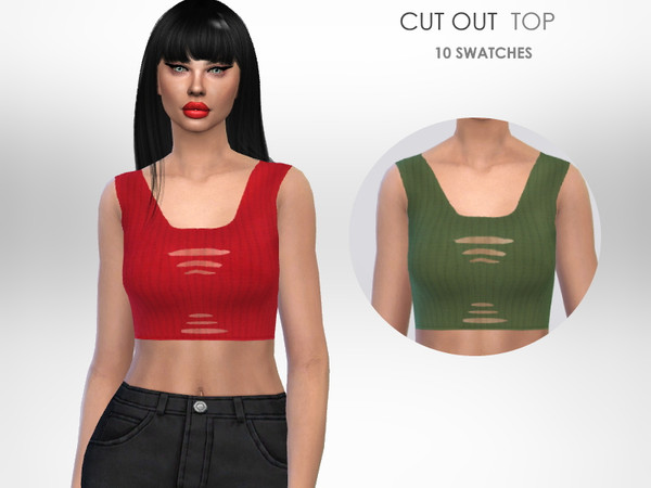 Sims 4 — Cut Out Top by Puresim — Cut out top in 10 colors.
