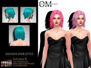 Sims 4 — Sadashi Hair Style by Oscar_Montellano — All lods Hat compatible 24 ea swatches BGC