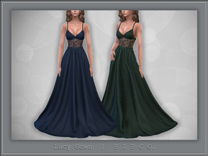 Sims 4 — Lucy Gown. by Pipco — An elegant gown in 13 colors. Base Game Compatible New Mesh All Lods HQ Compatible Shadow,