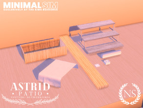 Sims 4 — MinimalSim Astrid Patio Deco by networksims — A set of 8 minimalist patio deco items.