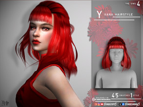 Sims 4 — Yvana Hairstyle by Mazero5 — A simple above shoulder length hair with bangs above eyebrows. 45 Swatches to