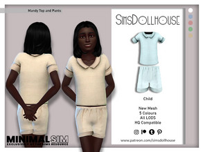 Sims 4 — MinimalSim - Mandy Top and Pants by SimsDollhouse — Basic shirt and shorts for Sims 4 kids in 5 subtle colours