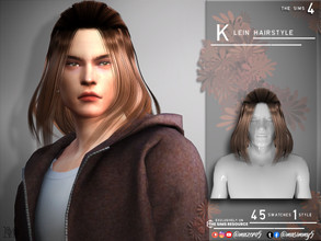 Sims 4 — Klein Hairstyle by Mazero5 — Mid length hair that was tie halfway in a small bun. 45 Swatches to choose from