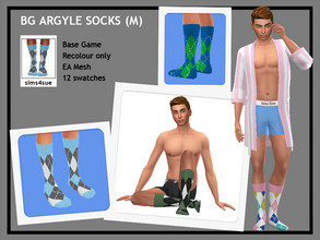 Sims 4 — BG Argyle Socks (M) by sims4sue — Base Game compatible socks for men.