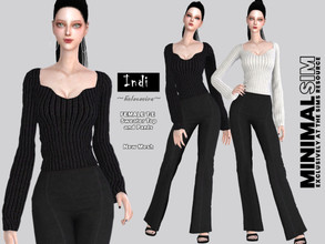 Sims 4 — MinimalSim - INDI - Outfit by Helsoseira — Style : Sweater top with flare pants bottom Name : INDI Sub part Type