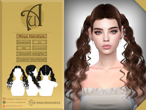 Sims 4 — Moya - Curly Pigtails Hairstyle  by AurumMusik — New hairstyle with curly pigtails in 22 swatches with solid and