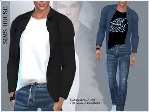 Sims 4 — MEN'S JACKET WITH T-SHIRT by Sims_House — MEN'S JACKET WITH T-SHIRT 8 options. Men's jacket with a t-shirt for