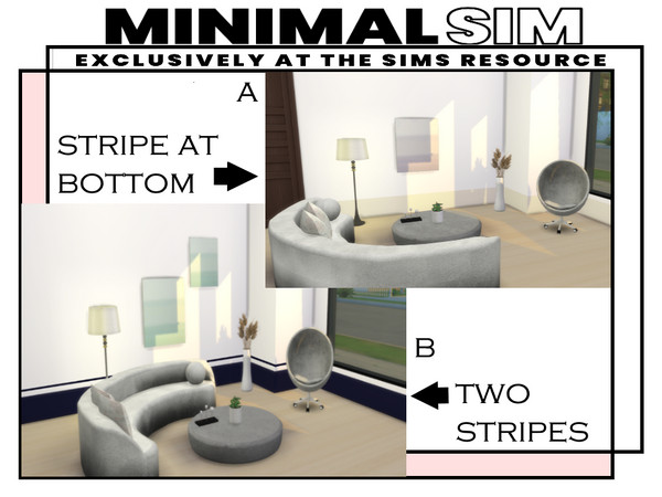 Sims 4 — Minimalsim - BottomBorderSet by lavilikesims — A set of mod minimal walls, one with a border around the bottom