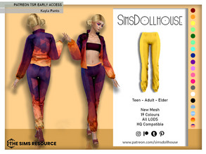 Sims 4 — [PATREON] Kayla Pants by SimsDollhouse — Brightly coloured and patterned pants for Sims 4 teens to elders. There