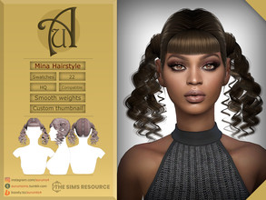Sims 4 — Mina - Short Curly Pigtail Hairstyle  by AurumMusik — New hairstyle with short curly pigtails and bangs in 22