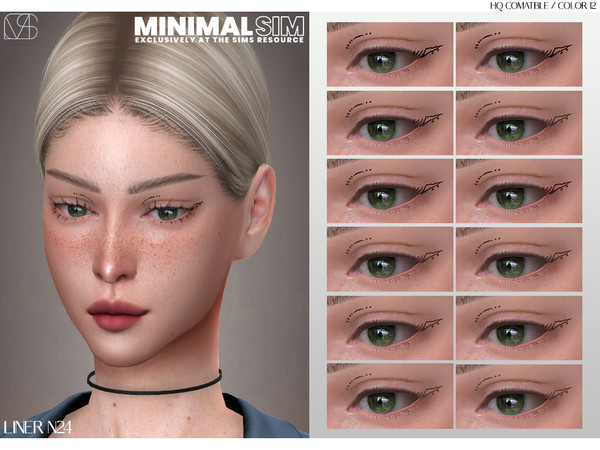 Sims 4 — MinimalSim Liner N24 by Lisaminicatsims — -New Mesh -Eyeliner category -HQ comatble -12 swatches -All Skin