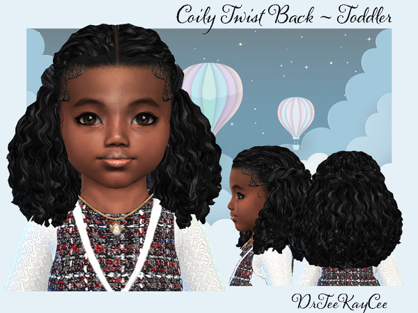 Sims 4 — Coily Twisted Back ~ Toddler Base Compatible by drteekaycee — Now your toddler can match with the adult and