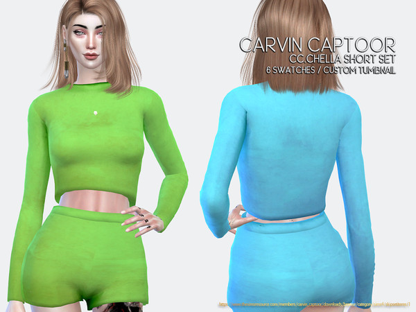 Sims 4 — CC.Chella Short Set by carvin_captoor — Created for sims4 Original Mesh All Lod 6 Swatches Don't Recolor And