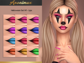 Sims 4 — Halloween Set N1 - Lips by Anonimux_Simmer — - 12 Swatches - Compatible with the color slider - BGC - HQ -