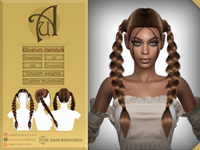 Sims 4 — Olivarum - Hairstyle by AurumMusik — New natural alpha hairstyle with braided pigtails and baby braids in 22