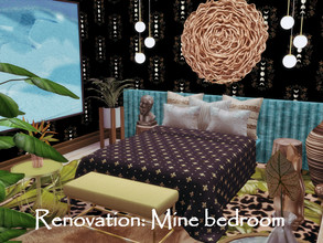 Sims 4 — Renovation: Black Main bedroom |Only TSR CC by GenkaiHaretsu — Ritch black main bedroom for Renovation shell.