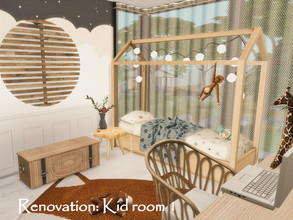 Sims 4 — Renovation: Kid room 1 |Only TSR CC by GenkaiHaretsu — Kid bedroom for Renovation shell.