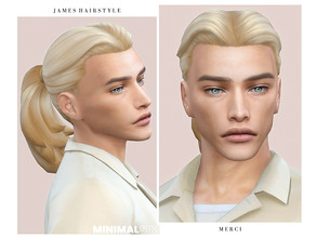 Sims 4 — MinimalSim James Hairstyle by -Merci- — New Maxis Match Hairstyle for Sims4. -24 EA Colours. -For male,