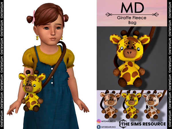 Sims 4 — Giraffe Fleece Bag TODDLER by Mydarling20 — new mesh base game compatible all lods all maps 6 colors The texture