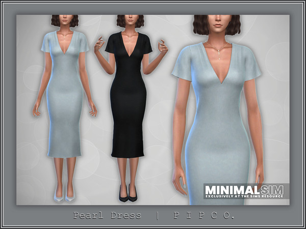 Sims 4 — MinimalSIM - Pearl Dress. by Pipco — A simple, elegant dress in 13 colors. Base Game Compatible New Mesh All