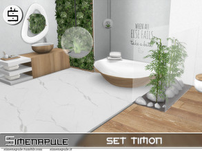 Sims 4 — Set Timon by Simenapule — Set Timon includes: - Bathtub - Sink - Toilet - Bamboo Plant Deco - Bath