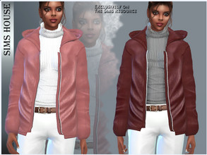 Sims 4 — WOMEN'S LEATHER JACKET WITH SWEATER by Sims_House — WOMEN'S LEATHER JACKET WITH SWEATER 10 options. Women's