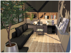Sims 4 — Black Office by lotsbymanal — A small modern office..