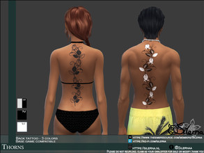 Sims 4 — Thorn by Silerna — - Base game compatible - Tattoo - upper back - All genders - 3 colors - Please do not