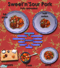 Sims 2 — Chinese Cuisine - Sweet'n'Sour Pork by Simaddict99 — Sweet'n'Sour Pork on a bed of steamed rice. Requires 1