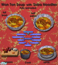 Sims 2 — Chinese Cuisine - Won Ton Soup by Simaddict99 — Colorful Won Ton soup with soba noodles. Requires 4 cooking