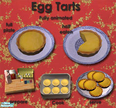 Sims 2 — Chinese Cuisine - Egg Tarts by Simaddict99 — Fresh baked, sweet & delicious egg tarts. Available lucnh &