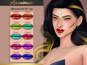 Sims 4 — Halloween Set N2 - Lips by Anonimux_Simmer — - 10 Swatches - Compatible with the color slider - BGC - HQ -