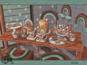 Sims 4 — Ida by soloriya — A set of decorative food for your dining rooms and kitchens. Includes 10 objects: --two cakes,