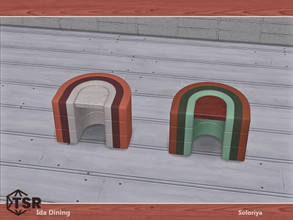 Sims 4 — Ida Dining. Pouf by soloriya — Curved pouf. Part of Ida Dining set. 2 color variations. Category: Comfort -