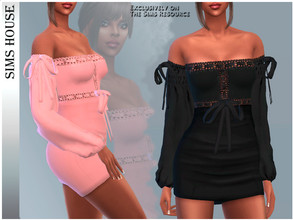 Sims 4 — SHORT DRESS WITH RIBBONS by Sims_House — SHORT DRESS WITH RIBBONS 6 options. Women's short dress with ribbons