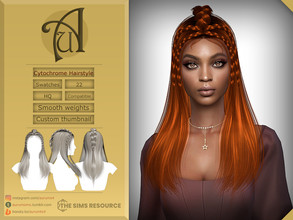 Sims 4 — Cytochrome - Hairstyle by AurumMusik — New long straight alpha hairstyle with 5 braids on top in 22 swatches