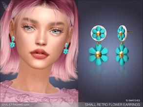 Sims 4 — Small Retro Flower Earrings by feyona — Small Retro Flower Earrings come in 15 colors. * 15 swatches * Base game